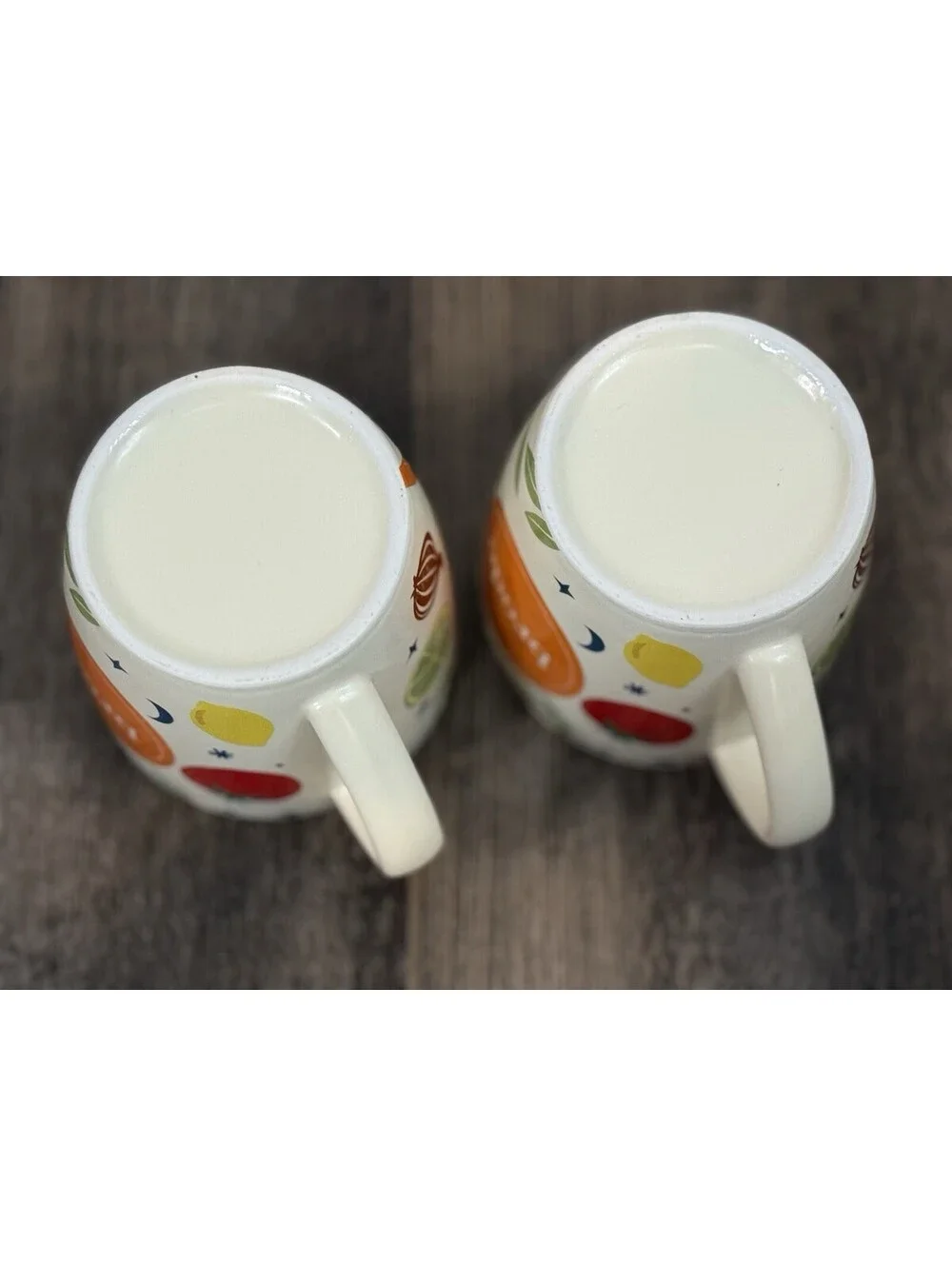 Brodo Soup/Coffee Mugs Set of 2 – Veggie Kitchen Print Ceramic Cups 12 oz NWOT